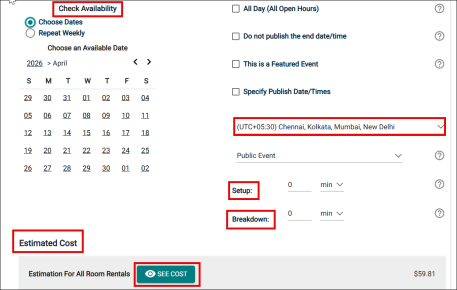 check availability for the event